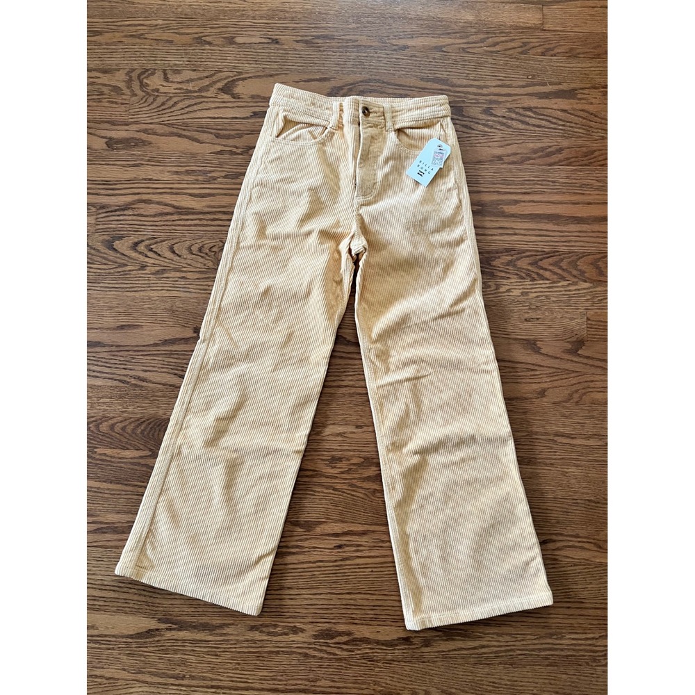 Billabong Be Free Corduroy Wide Leg Pants Yellow ABJDP00157 Size 29 NWT